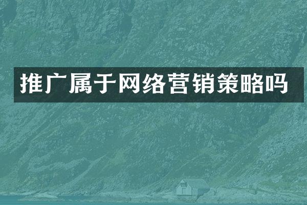 推广属于网络营销策略吗