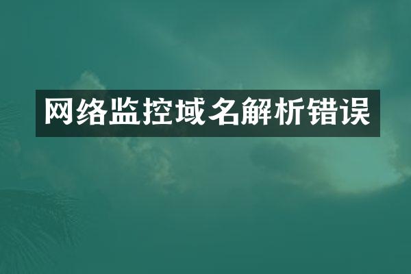 网络监控域名解析错误