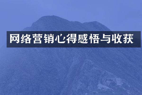 网络营销心得感悟与收获