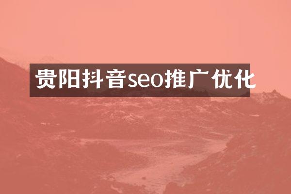 贵阳抖音seo推广优化