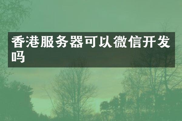 香港服务器可以微信开发吗