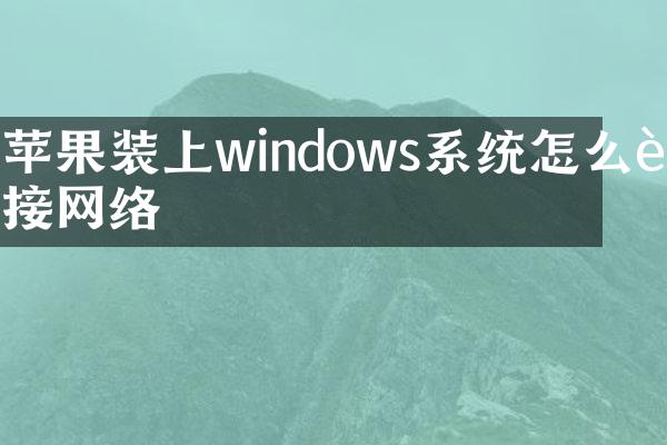 苹果装上windows系统怎么连接网络