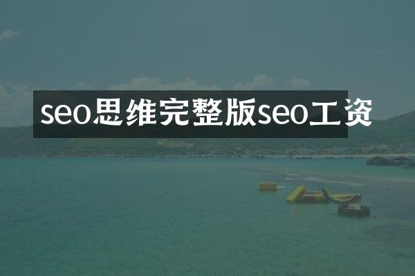seo思维完整版seo工资