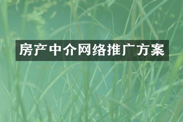 房产中介网络推广方案