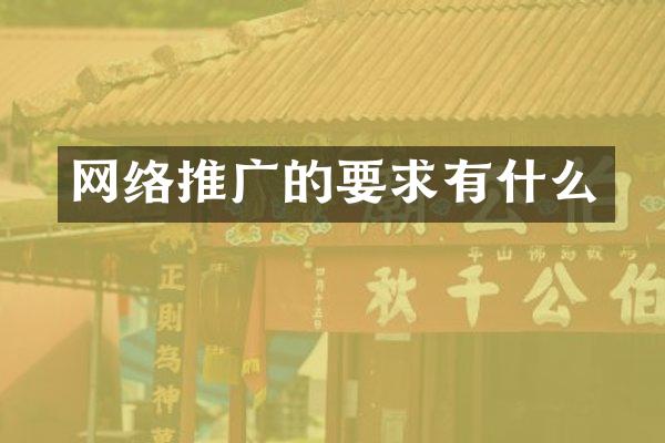 网络推广的要求有什么