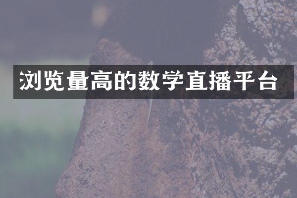 浏览量高的数学直播平台