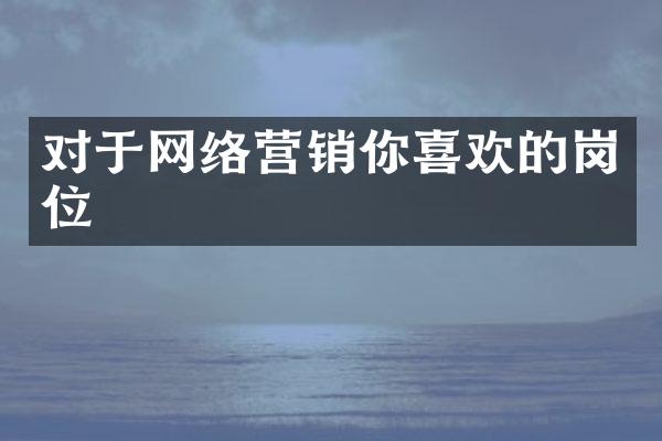 对于网络营销你喜欢的岗位
