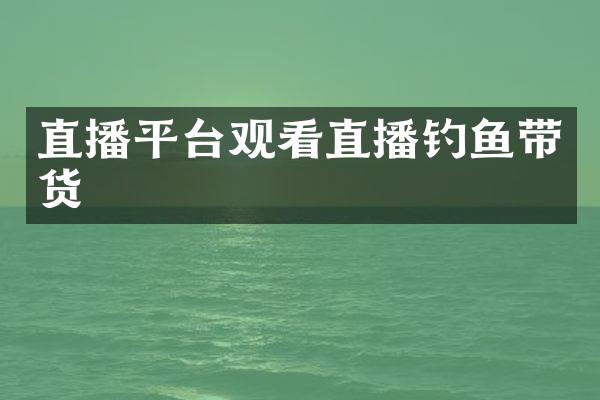 直播平台观看直播钓鱼带货