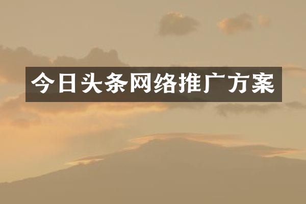 今日头条网络推广方案