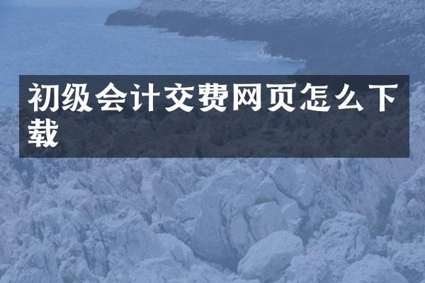 初级会计交费网页怎么下载