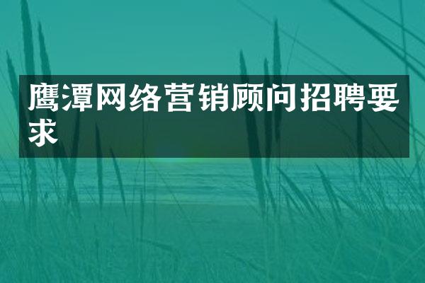 鹰潭网络营销顾问招聘要求