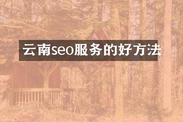 云南seo服务的好方法