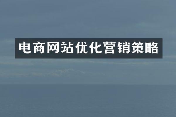 电商网站优化营销策略
