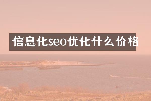 信息化seo优化什么价格