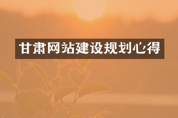 甘肃网站建设规划心得