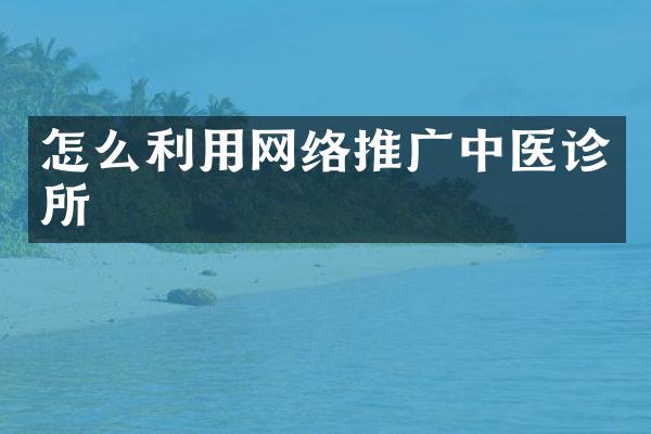 怎么利用网络推广中医诊所