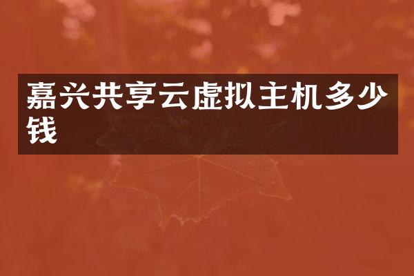 嘉兴共享云虚拟主机多少钱