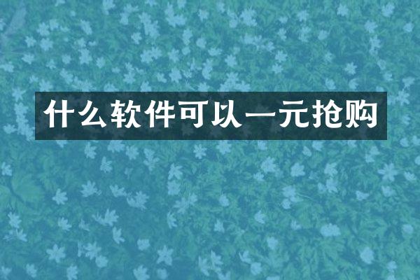 什么软件可以一元抢购