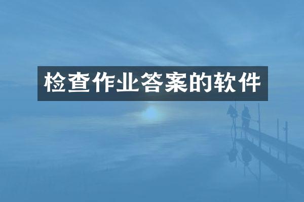 检查作业答案的软件