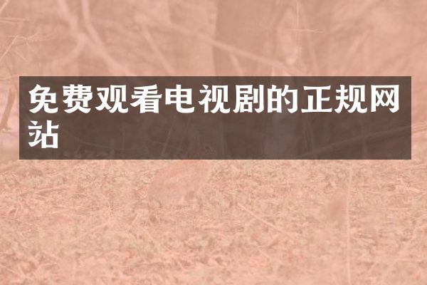 免费观看电视剧的正规网站