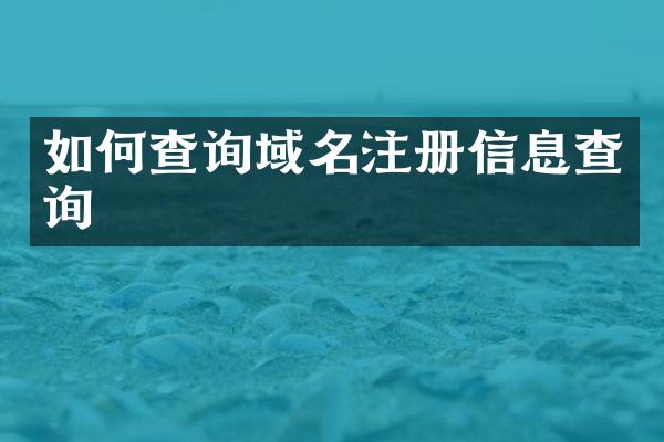 如何查询域名注册信息查询