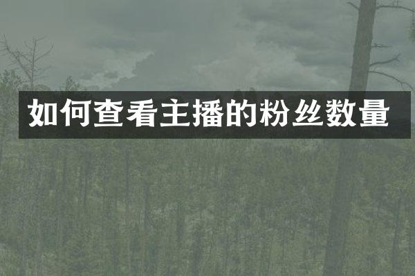 如何查看主播的粉丝数量