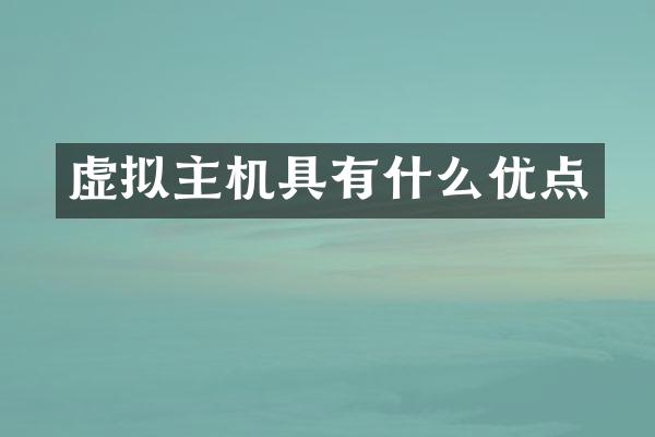 虚拟主机具有什么优点