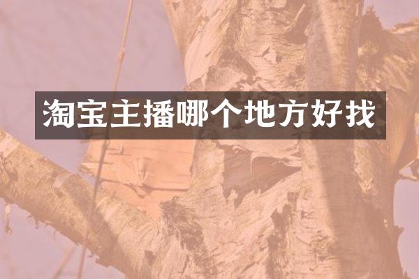 淘宝主播哪个地方好找