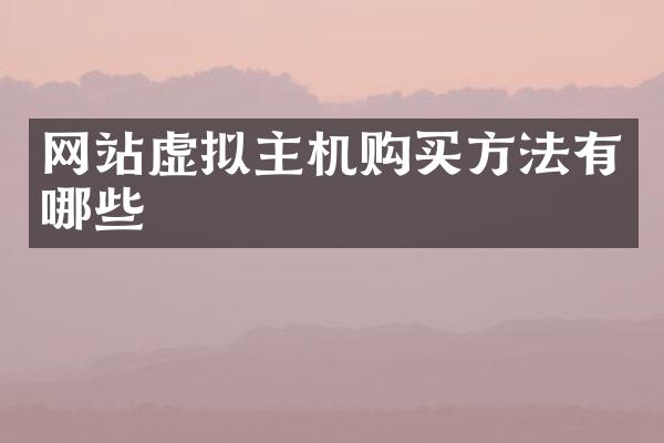 网站虚拟主机购买方法有哪些
