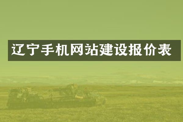辽宁手机网站建设报价表