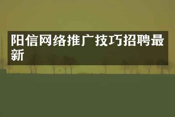 阳信网络推广技巧招聘最新