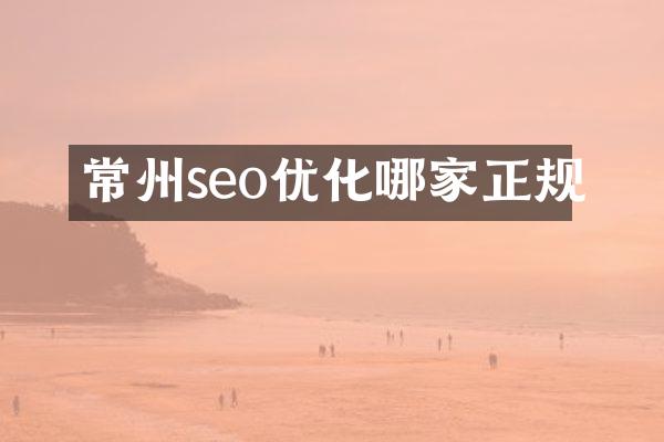 常州seo优化哪家正规