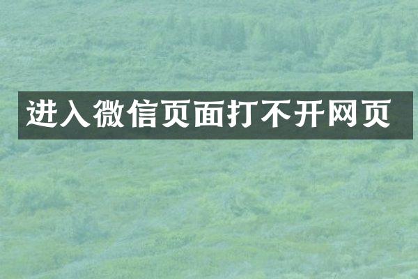 进入微信页面打不开网页