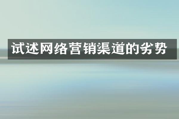 试述网络营销渠道的劣势