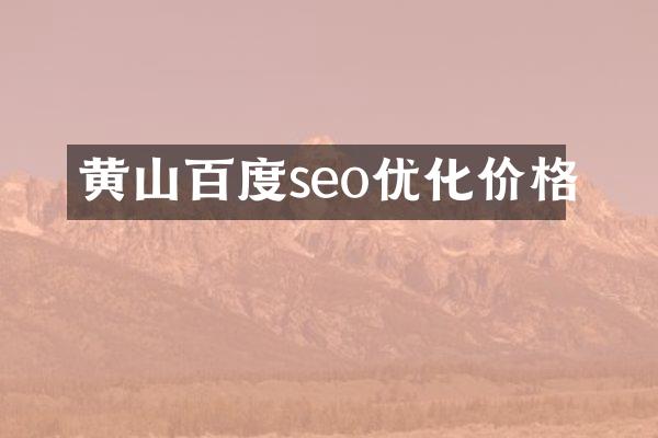 黄山百度seo优化价格