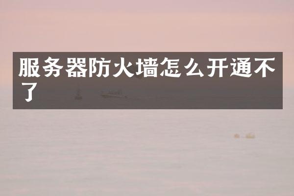 服务器防火墙怎么开通不了