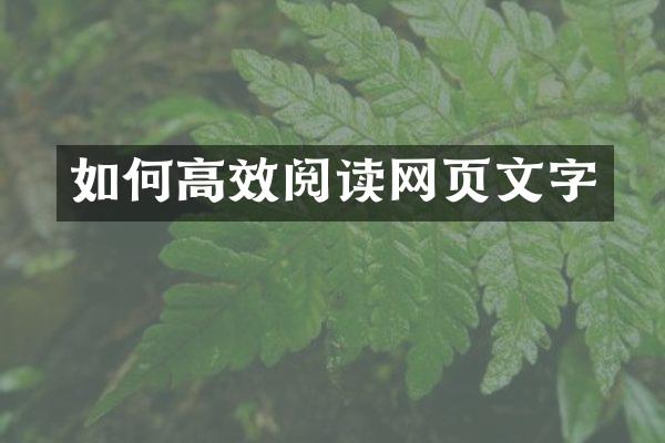 如何高效阅读网页文字