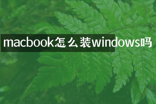 macbook怎么装windows吗
