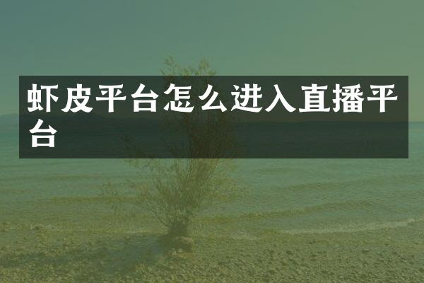 虾皮平台怎么进入直播平台