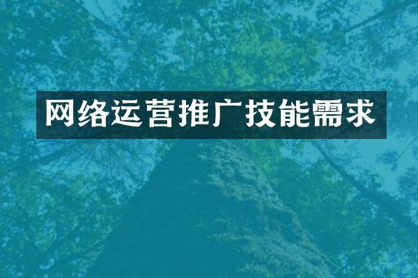 网络运营推广技能需求