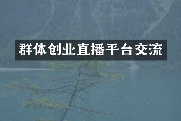 群体创业直播平台交流