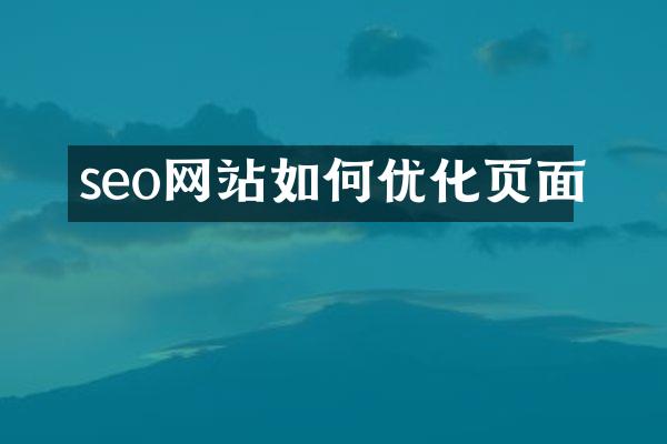 seo网站如何优化页面