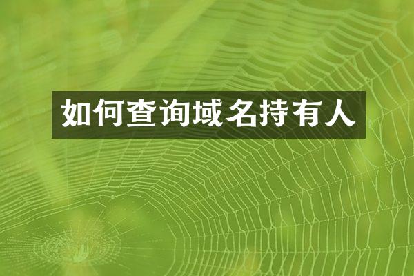 如何查询域名持有人