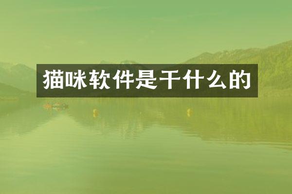 猫咪软件是干什么的
