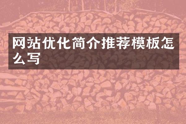 网站优化简介推荐模板怎么写