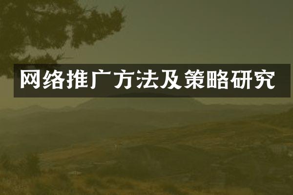 网络推广方法及策略研究