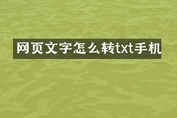 网页文字怎么转txt手机