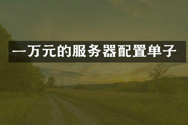 一万元的服务器配置单子