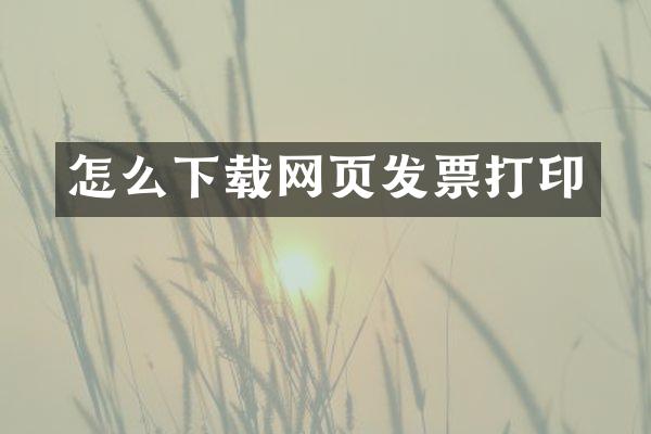 怎么下载网页发票打印