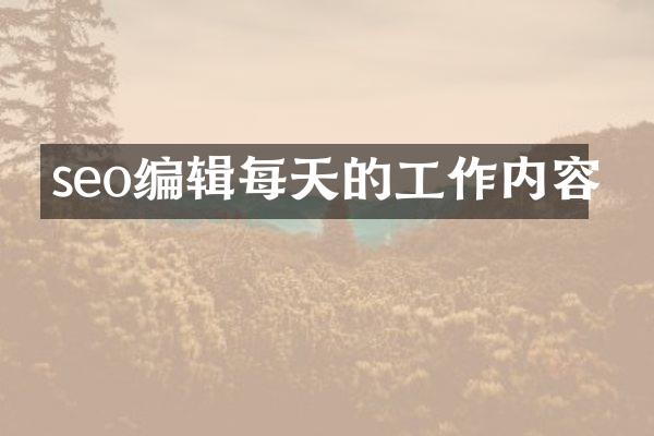 seo编辑每天的工作内容